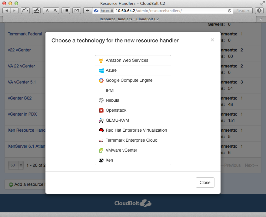 Image: Add Nebula Resource Handler in CloudBolt Cloud Manager