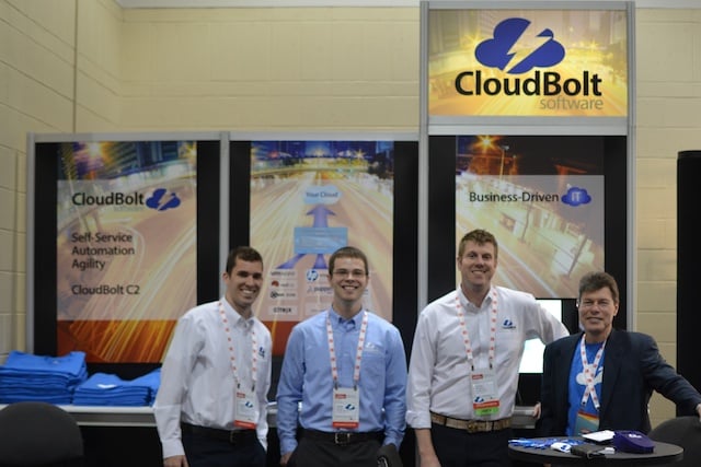 CloudBolt Booth Red Hat Summit Boston John Menkart Justin Nemmers Colin Thorp Jesse Newell