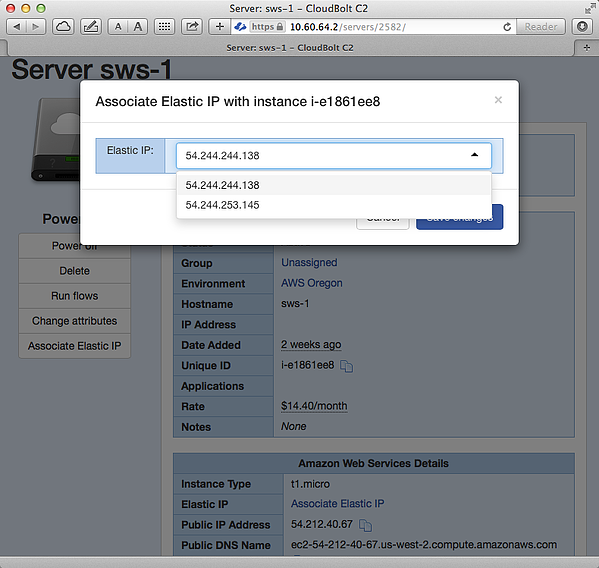 Amazon web services assign elastic IP address