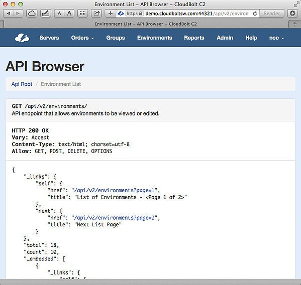 C2 API browser C2 API browser